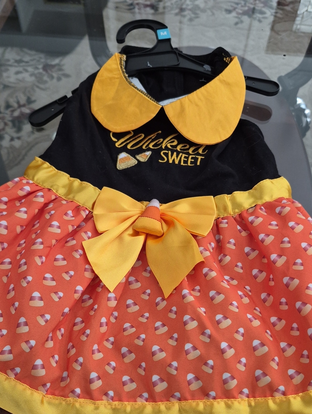 Bootique Black, Yellow & Orange Candy Corn Dog Dress